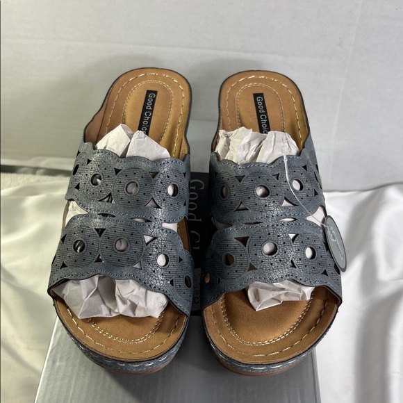 Good Choice April Pewter Chic Women's Gray Wedge Sandals Women’s Size 6.5 New - Picture 3 of 6